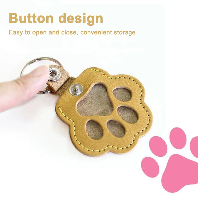 Pet Hair Memorial Keychain PU Leather Keepsake Locket for Cat Dog Fur Pet Hair Storage Pendant Handbag Hanging Accessories