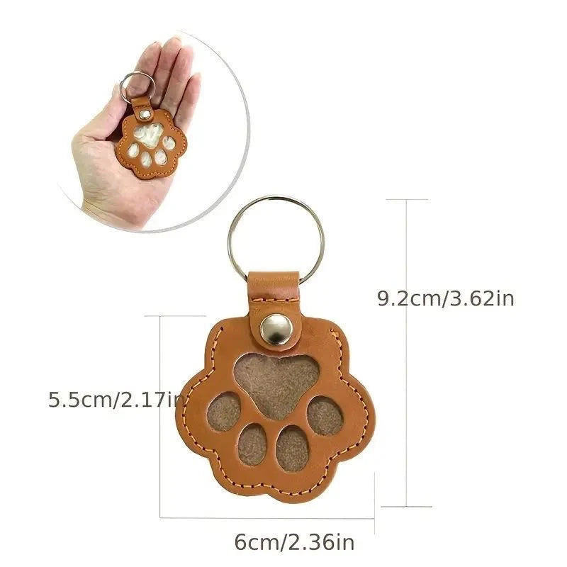 Pet Hair Memorial Keychain PU Leather Keepsake Locket for Cat Dog Fur Pet Hair Storage Pendant Handbag Hanging Accessories