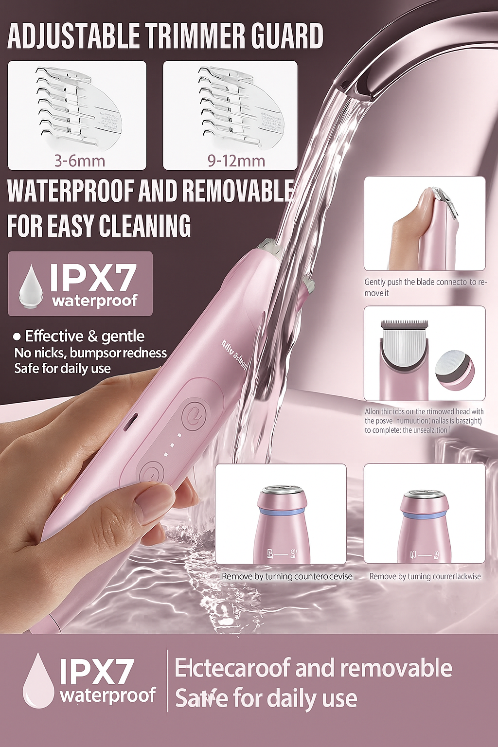 Bikini Trimmer for Women, Electric Shaver and Razor Rechargeable 2-In-1