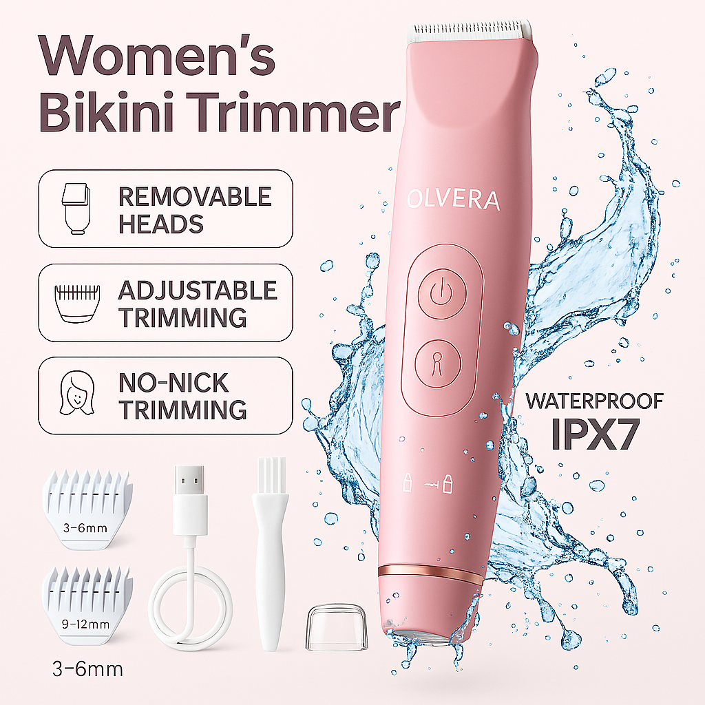 Bikini Trimmer for Women, Electric Shaver and Razor Rechargeable 2-In-1