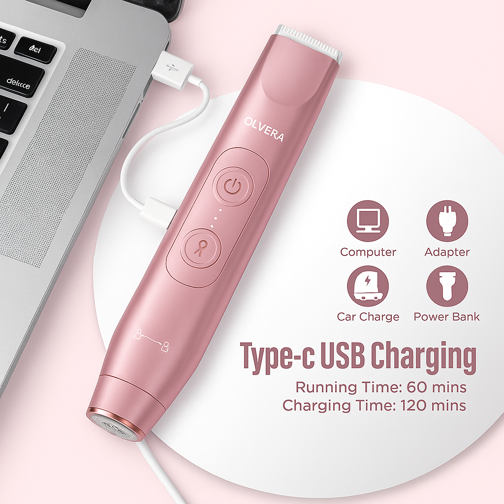 Bikini Trimmer for Women, Electric Shaver and Razor Rechargeable 2-In-1