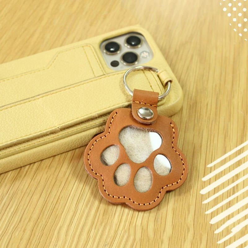 Pet Hair Memorial Keychain PU Leather Keepsake Locket for Cat Dog Fur Pet Hair Storage Pendant Handbag Hanging Accessories