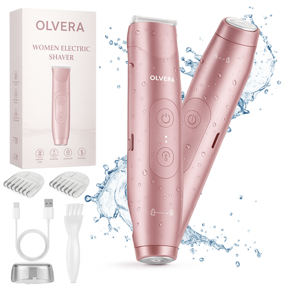 Bikini Trimmer for Women, Electric Shaver and Razor Rechargeable 2-In-1